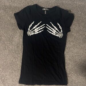 Black Skeleton Hand Graphic Women's Top